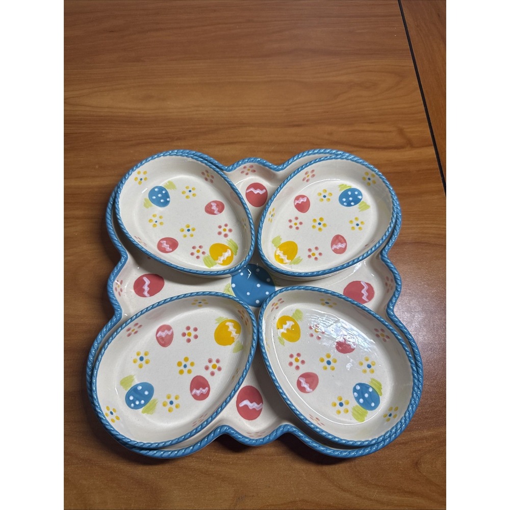 Temptations Old World Easter Egg Platter with 4 Egg Bowls (5 Pcs)